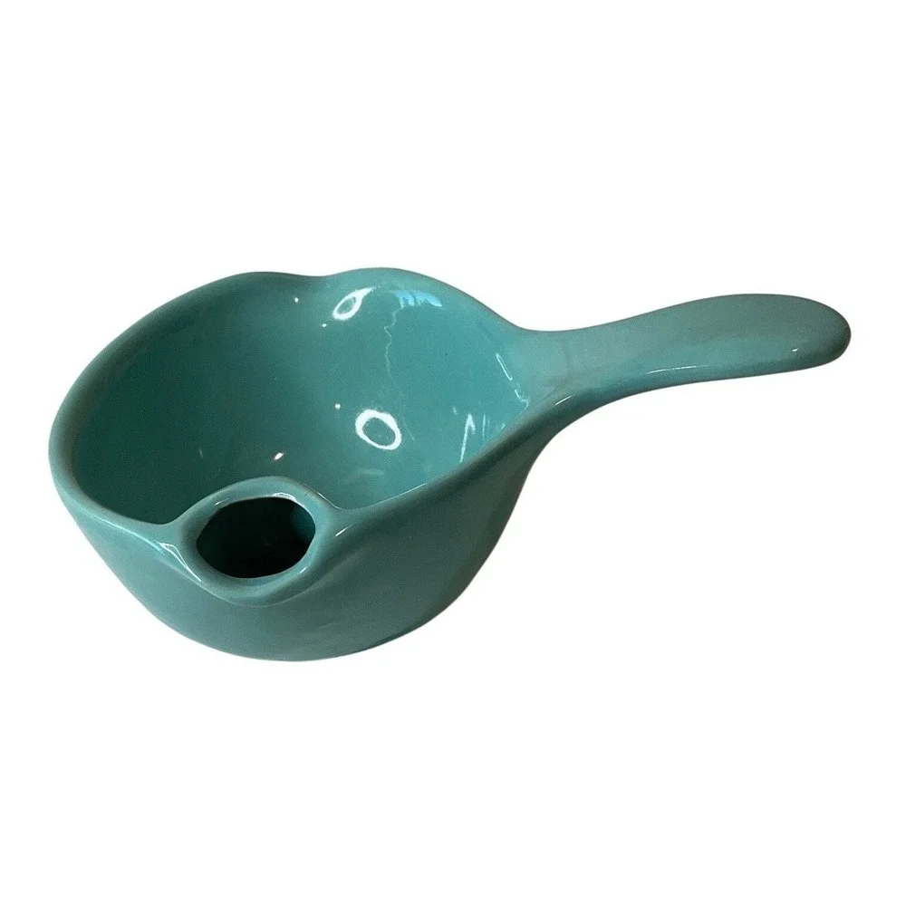 Vintage Cardinal China CO Gravy Dish Bowl Separator Handle Dual Spouts Green 60s